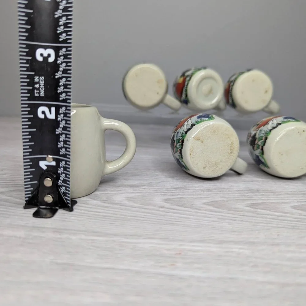 Vintage Set of 6 Miniature Beer Steins Mugs West Germany Ceramic Shot Glasses